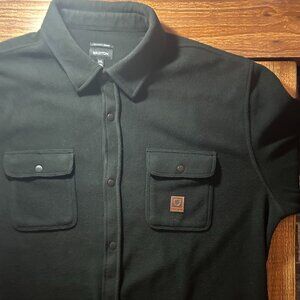 Brixton Bowery XXL Mens Black Fleece Shacket Snap Front Shirt Jacket